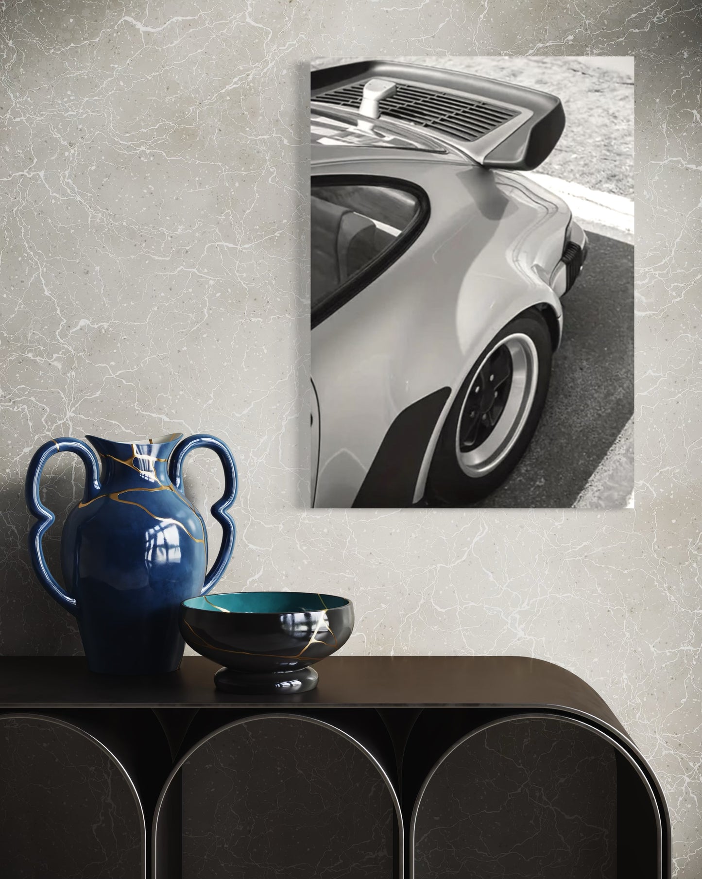 Vintage Porsche 911 Blanche - Toile sur cadre