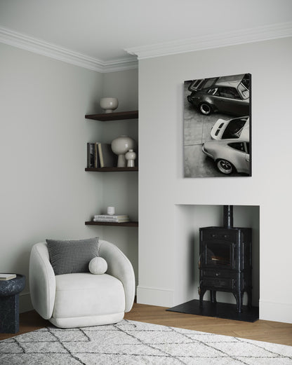 Duo Vintage Porsche 911 - Toile sur cadre
